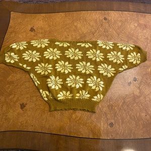 Vintage handmade knitted flowers designed sweater